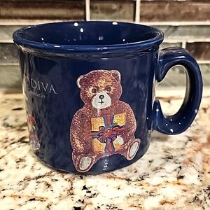 Really nice Godiva Mug Bears 12 fl oz Blue Coffee Like New